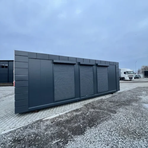 Modulaire kantoorunit 8 x 3 meter 23 Kantoorcontainer 8 x 3 meter met aluminium kozijnen en grote raampartijen